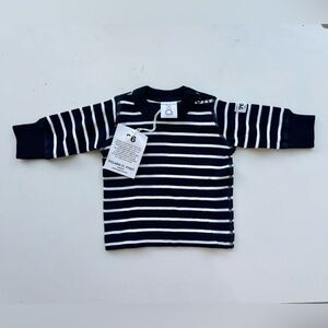 NEW Polarn O. Pyret Sz 0-1 Months Baby Navy White Striped Long Sleeve Shirt